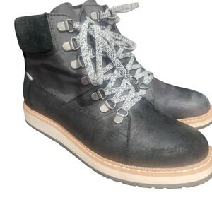 TOMS‎ black & gray leather ankle boots combat hiking style size 7.5 Gorpcore